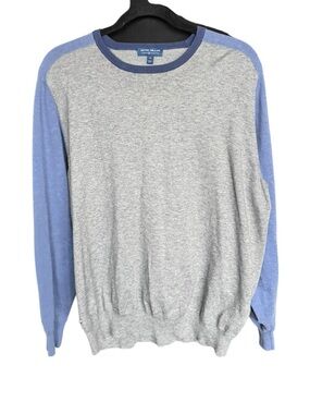Peter Millar Crown Crafted Sweater XL Merino Wool Pima Cotton Blue Gray Luxury